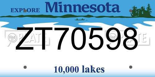 ZT70598 Minnesota License Plate