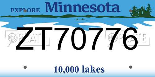 ZT70776 Minnesota License Plate