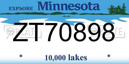 ZT70898 Minnesota License Plate