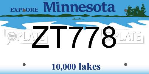 ZT778 Minnesota License Plate