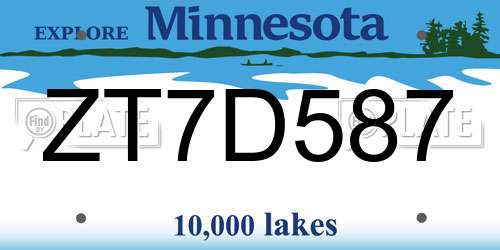 ZT7D587 Minnesota License Plate