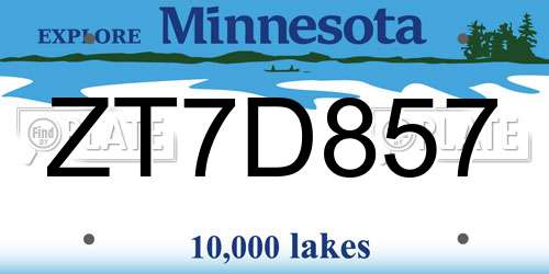 ZT7D857 Minnesota License Plate