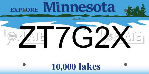 ZT7G2X Minnesota License Plate