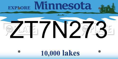 ZT7N273 Minnesota License Plate