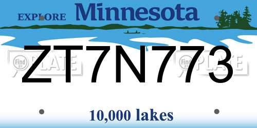 ZT7N773 Minnesota License Plate