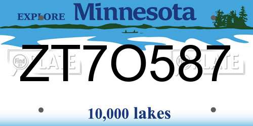 ZT7O587 Minnesota License Plate
