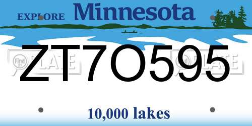 ZT7O595 Minnesota License Plate