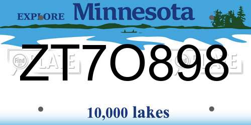 ZT7O898 Minnesota License Plate