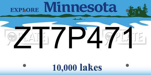 ZT7P471 Minnesota License Plate