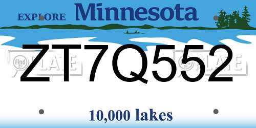 ZT7Q552 Minnesota License Plate