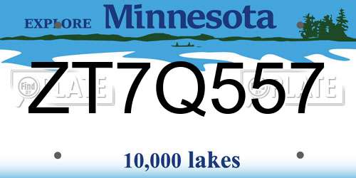 ZT7Q557 Minnesota License Plate
