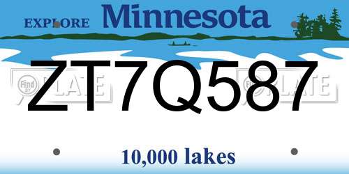 ZT7Q587 Minnesota License Plate