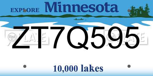ZT7Q595 Minnesota License Plate