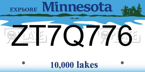 ZT7Q776 Minnesota License Plate