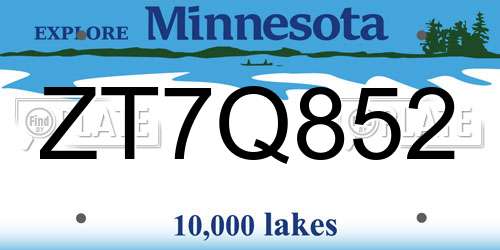 ZT7Q852 Minnesota License Plate