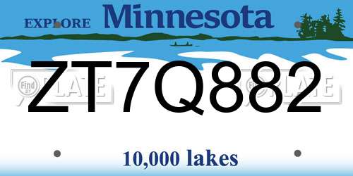 ZT7Q882 Minnesota License Plate