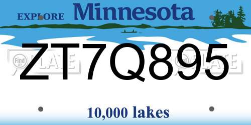 ZT7Q895 Minnesota License Plate