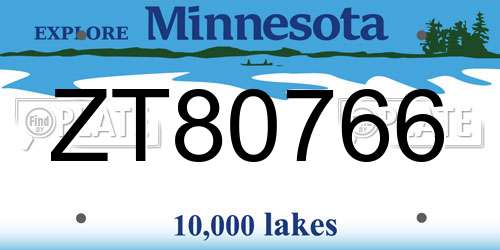 ZT80766 Minnesota License Plate