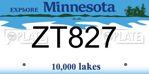 ZT827 Minnesota License Plate