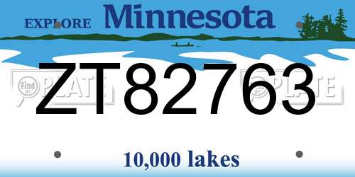 ZT82763 Minnesota License Plate