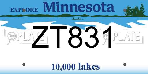 ZT831 Minnesota License Plate