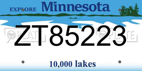 ZT85223 Minnesota License Plate