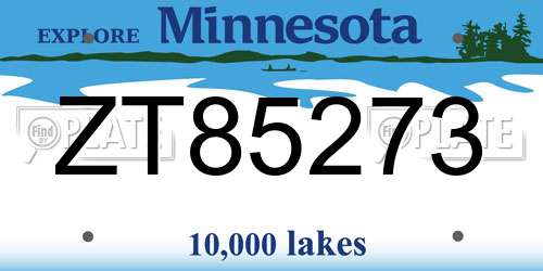 ZT85273 Minnesota License Plate