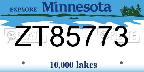 ZT85773 Minnesota License Plate