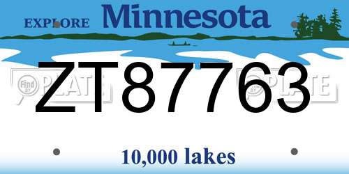 ZT87763 Minnesota License Plate