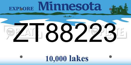 ZT88223 Minnesota License Plate