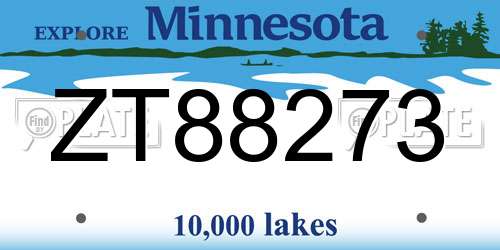 ZT88273 Minnesota License Plate