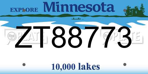ZT88773 Minnesota License Plate