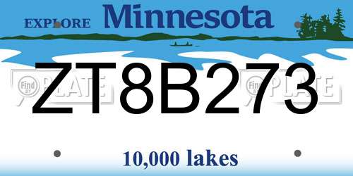 ZT8B273 Minnesota License Plate