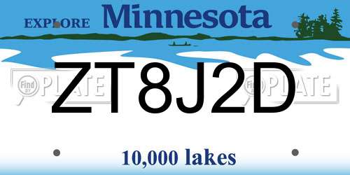ZT8J2D Minnesota License Plate