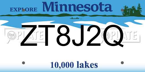 ZT8J2Q Minnesota License Plate