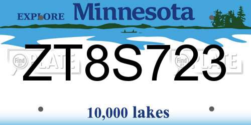 ZT8S723 Minnesota License Plate