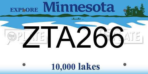 ZTA266 Minnesota License Plate