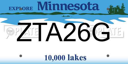ZTA26G Minnesota License Plate