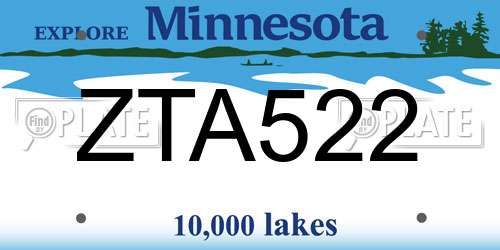 ZTA522 Minnesota License Plate