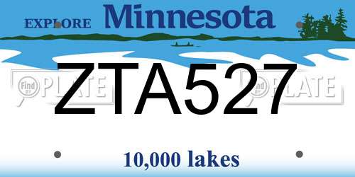ZTA527 Minnesota License Plate