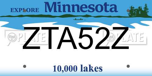 ZTA52Z Minnesota License Plate