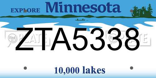 ZTA5338 Minnesota License Plate