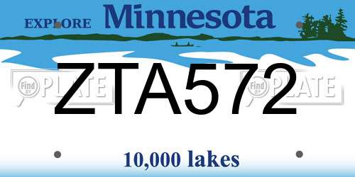ZTA572 Minnesota License Plate