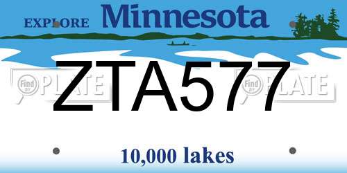ZTA577 Minnesota License Plate