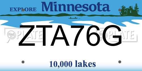 ZTA76G Minnesota License Plate