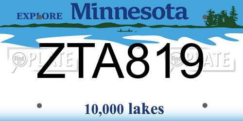 ZTA819 Minnesota License Plate