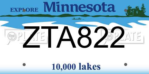 ZTA822 Minnesota License Plate