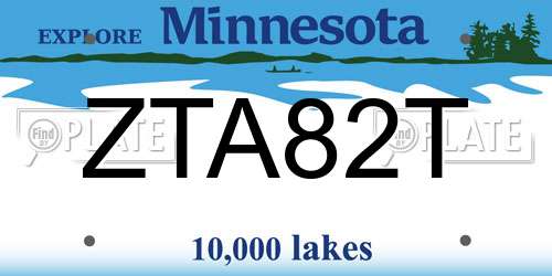 ZTA82T Minnesota License Plate