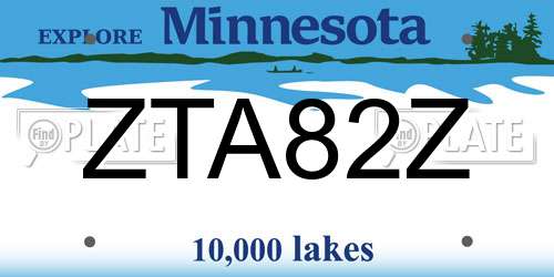 ZTA82Z Minnesota License Plate
