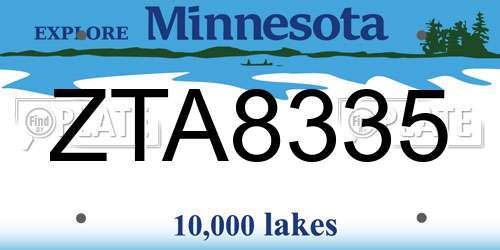 ZTA8335 Minnesota License Plate